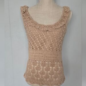 Newport News Beige Crochet Tank Top